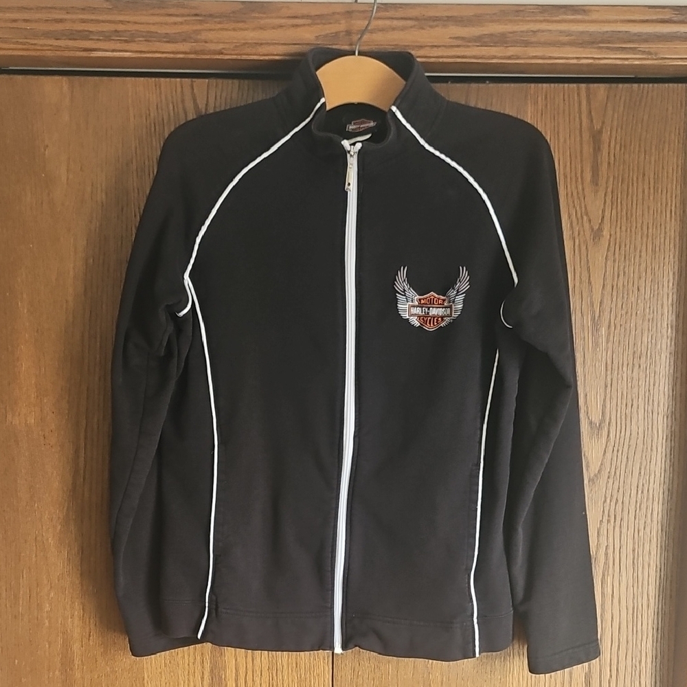 Harley-Davidson Ladies Black Jacket with White and Orange Logo